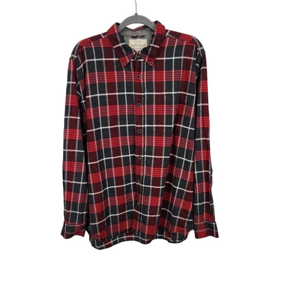 Weatherproof Vintage Men's Plaid Button‎ Down Shirt in Red and Black - Size XL